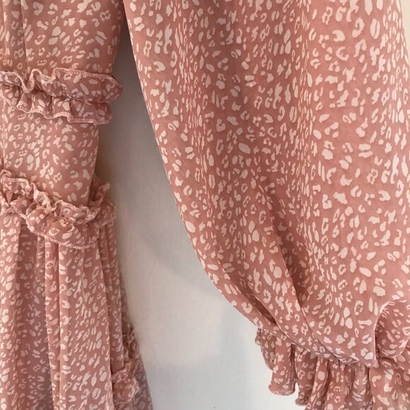 NWT Saints Secrets mini dress pink women's S open back tiered long sleeve party - Picture 5 of 8